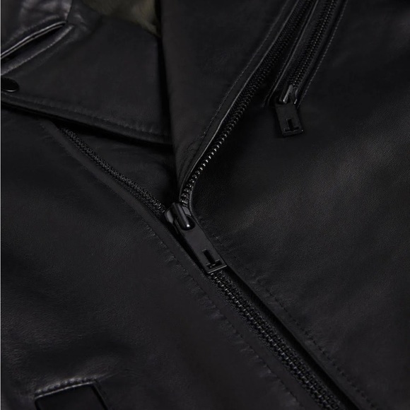 NWT $1095 Ted Baker Carve Black Leather Jacket SIZE L and XL available - Picture 2 of 9